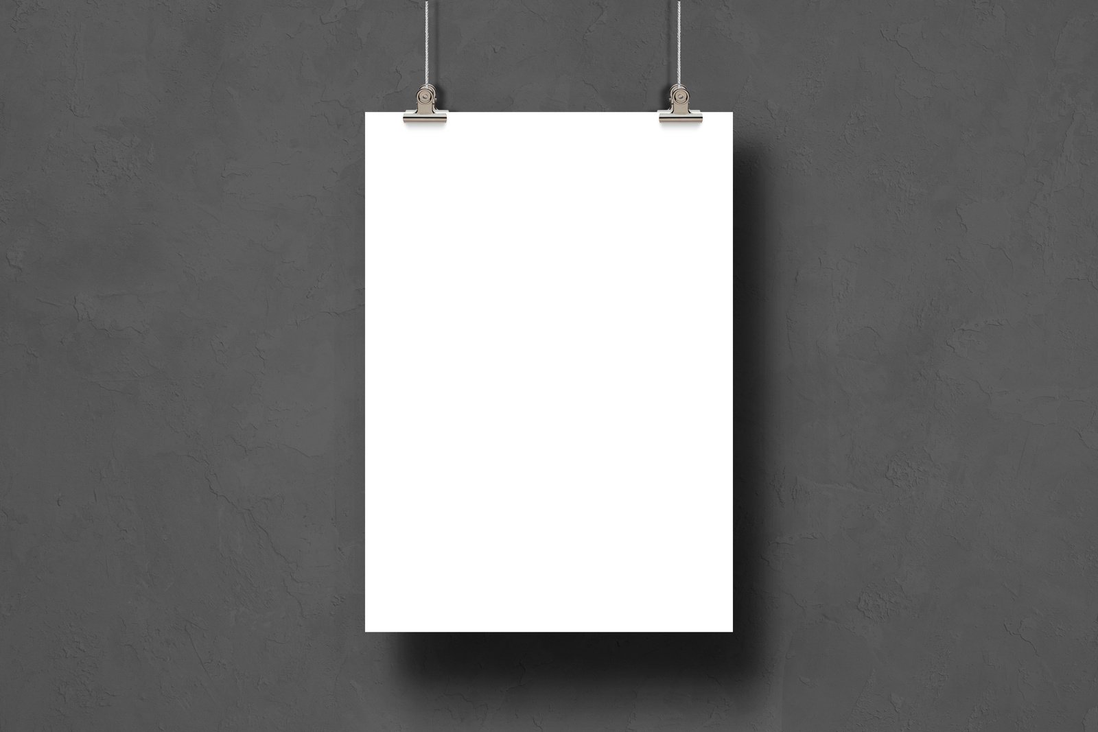 Blank Hanging Poster on Wall Texture Background